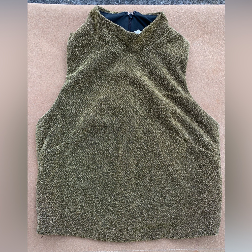 Bright gold glitter crop top by Love Culture size small, could also fit an XS